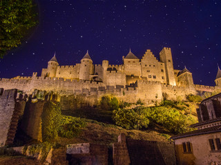 Medieval city of Carcassonne, France, at night 