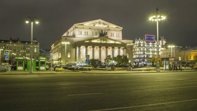 The Bolshoi theatre in Moscow, November 30 (timelapse 4K)
