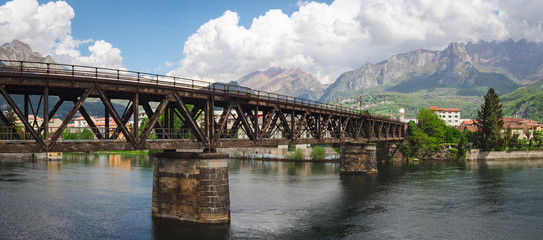 Lecco railway bridge on River Adda