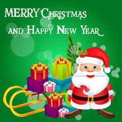 Christmas poster design with snowman characters.Santa Claus.Happy Christmas companions.Vector Christmas.Seamless holiday background .