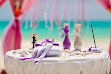 attributes of a wedding ceremony on the beach in the Caribbean