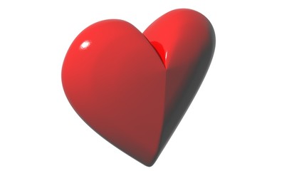 Red heart on white background