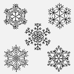 Vector snowflakes. Set of vector snowflakes. Snowflake handmade