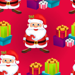 Christmas poster design with snowman characters.Santa Claus.Happy Christmas companions.Vector Christmas.Seamless holiday background .