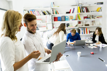 Young business team working in a modern office