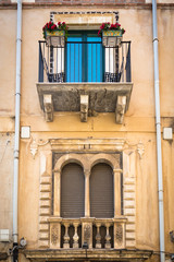 Traditional Apartment Balconies in Taormina, Sicily.