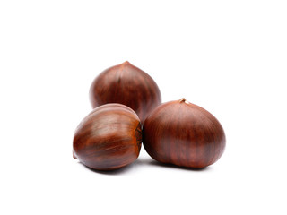 Chestnuts isolated on white background