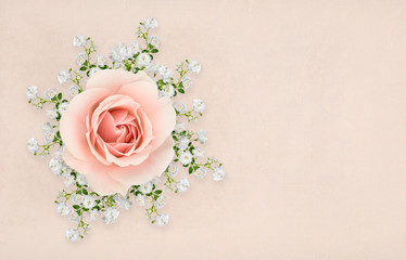 Pink and white roses collage arrangement