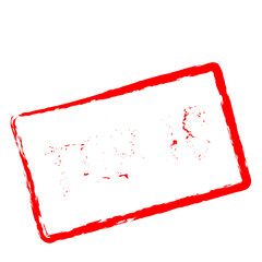 Top 10 red rubber stamp isolated on white background. Grunge rectangular seal with text, ink texture and splatter and blots, vector illustration.