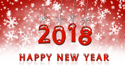 Year change to 2018, snowflakes on background, Happy new year - text