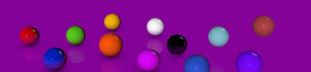 Horizontal panorama with balloons on a wet glass.