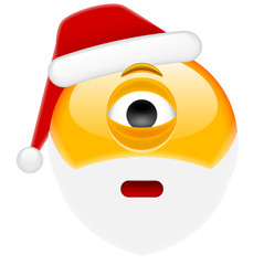 Worried Cyclop Santa Smile Emoticon for Christmas and New Year