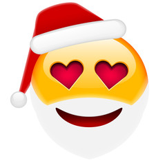 Santa Smile in Love Emoticon for Christmas and New Year