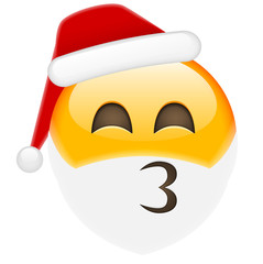 Kissing Santa Smile Emoticon for Christmas and New Year