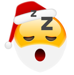 Sleepy Santa Smile Emoticon for Christmas and New Year