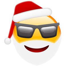 Santa Smile in Sunglasses Emoticon for Christmas and New Year