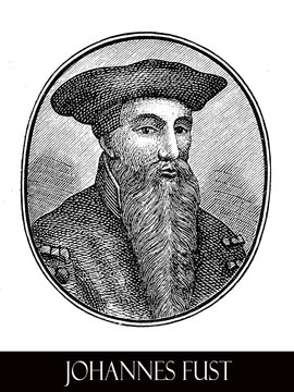 Portrait of Johann Fust  (1400 &ndash;  1466), rich banker in Mainz Germany, financial partner of Johannes Gutemberg  supplying the money to carry out his print invention.