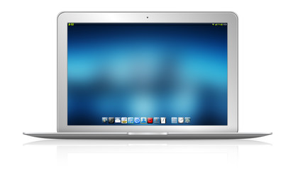 Modern laptop on white background 3D rendering