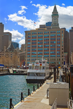 Cruise at Long Wharf with Custom House and Financial District