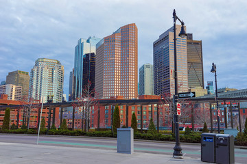 Financial District at North End Park of downtown Boston