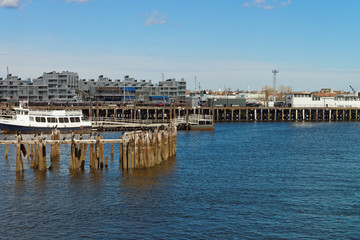 Fototapeta premium Harbor at Boston Wharf in Charles River
