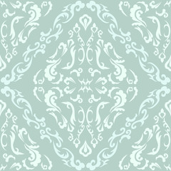 Naklejka na ściany i meble Damask seamless classic pattern. Vintage Baroque delicate vector background. Classic damask ornament for wallpapers, textile, fabric, wrapping, wedding invitation. Exquisite floral baroque template.