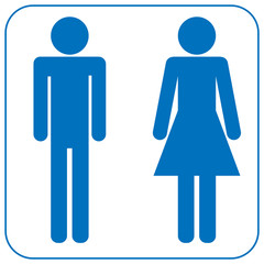 Toilet sign, man and woman, vector icon