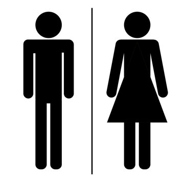Toilet sign, man and woman, vector icon