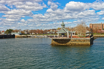 Memorial for Master Shipbuilder at Boston Wharf in Charles River