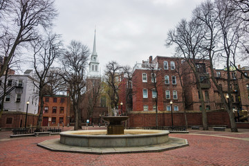 Old North Church and fountain in Boston