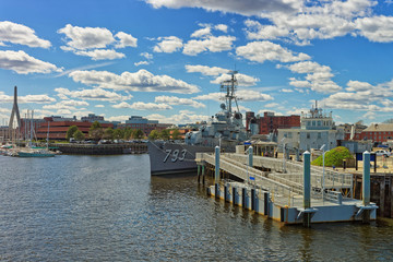 USS Cassin Young ship moored at pier in Boston