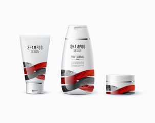 Abstract body care cosmetic brand concept. Tube cream, shampoo p