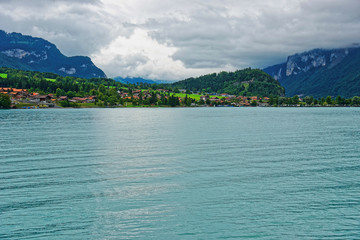 Panorama on Lake Brienz and Brienzer Rothorn mountain Bern Swiss