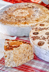 Slice of soft cheese on counter in Ascona