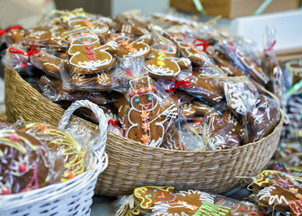 Gingerbread as souvenirs on Christmas Market of Vilnius