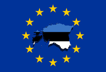  Estonia map on   Euro Union background
