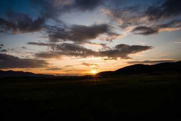 Dramatic clouds at the sunset