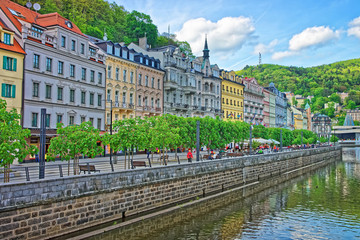 Naklejka premium Embankment above the Tepla River Karlovy Vary