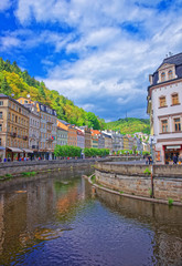 Embankment of Tepla River in Karlovy Vary