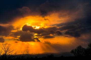 Dramatic clouds at the sunset