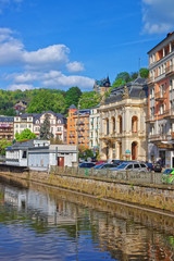 Fototapeta na wymiar Opera House at Embankment in Karlovy Vary