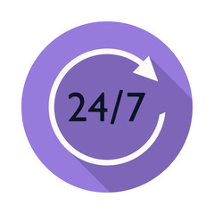 Open 24 hours a day and 7 days a week long shadow icon.