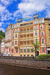 Naklejka na ściany i meble Promenade at Tepla River in Karlovy Vary Czech republic