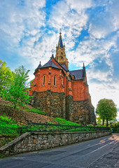 Fototapeta na wymiar Saint Luke Church on Castle Hill of Karlovy Vary