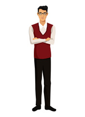 man with glasses business employee vector illustration eps 10