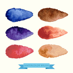 Set of colored brush strokes created with watercolors. A high resolution. Brushes are stored in the palette. 