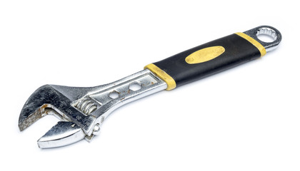 adjustable wrench on a white background