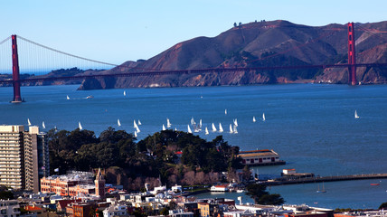 Golden Gate Bridge Sail Boats San Francisco California