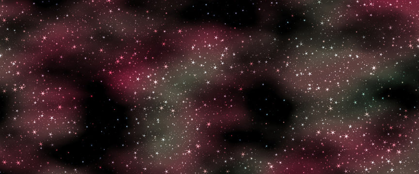 Beautiful panoramic view of the night sky with stars, abstract background. Digital artwork creative graphic design.