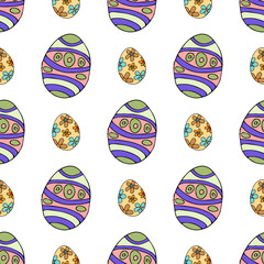 Seamless pattern with easter eggs in doodle style
